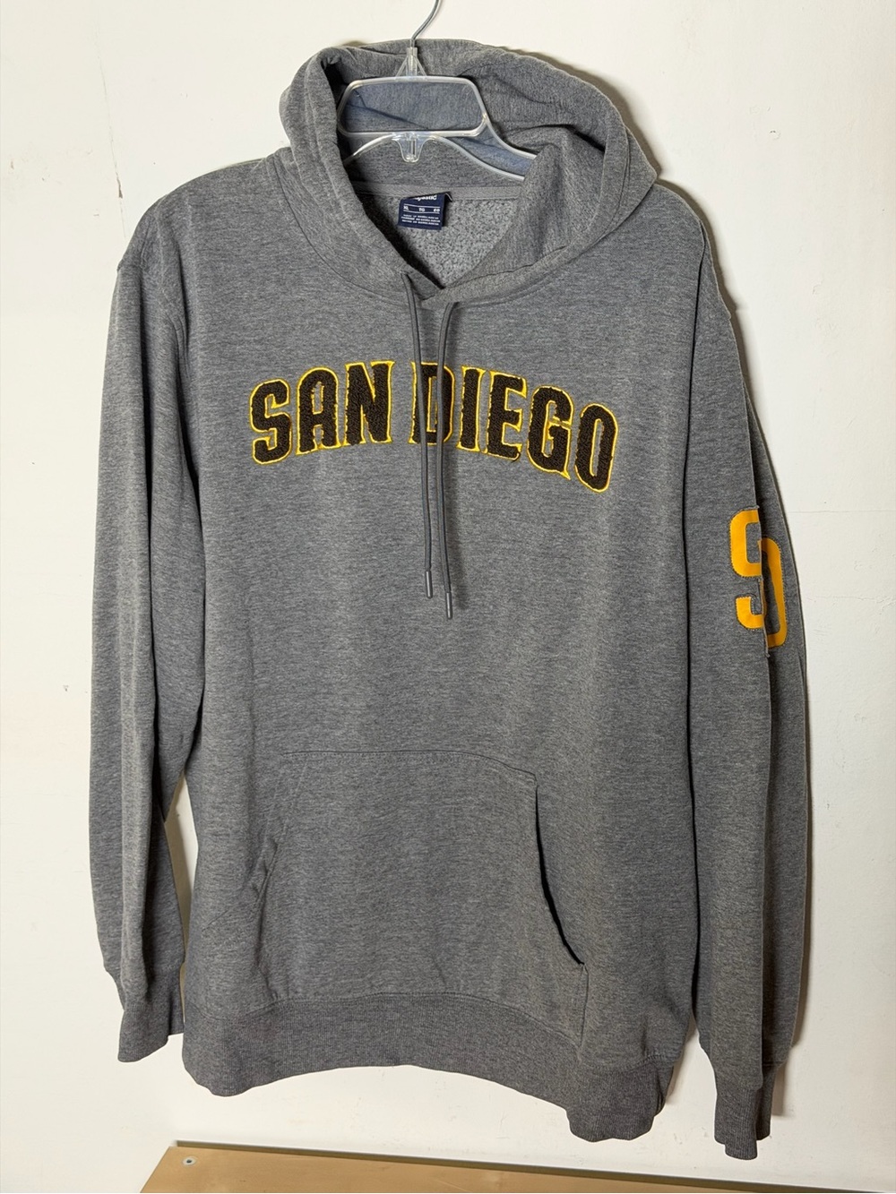 Majestic San Diego Padres San Diego Stitched Hoodie Gray XL Fleece